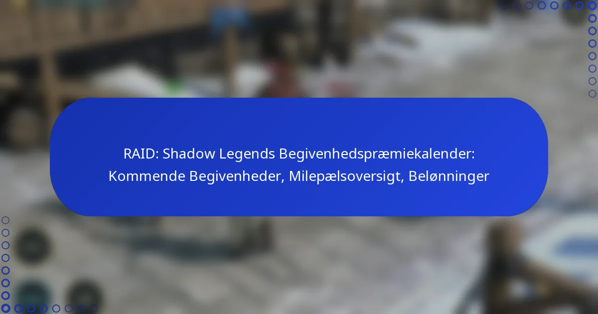 RAID: Shadow Legends Begivenhedspræmiekalender: Kommende Begivenheder, Milepælsoversigt, Belønninger