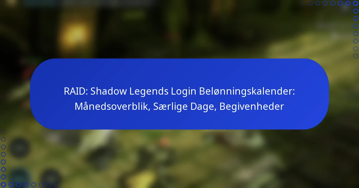 RAID: Shadow Legends Login Belønningskalender: Månedsoverblik, Særlige Dage, Begivenheder